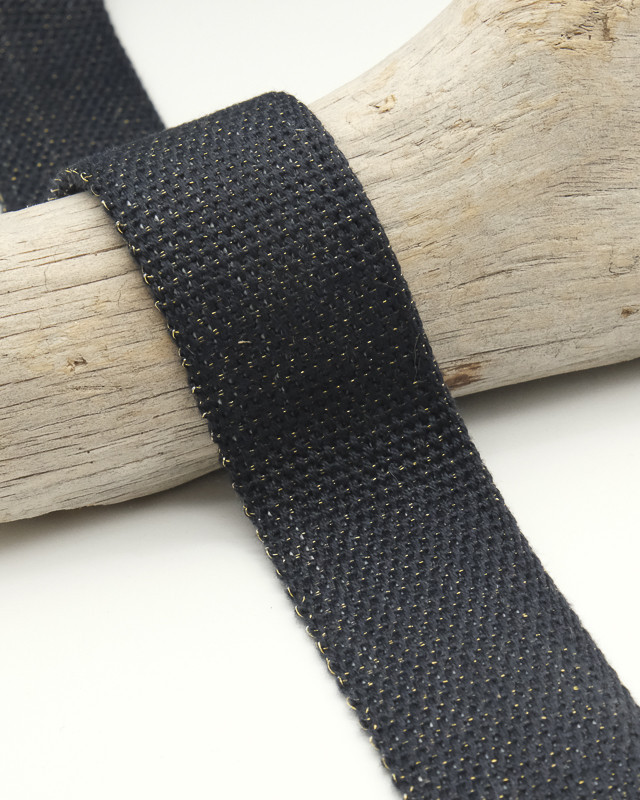 Sangle Coton Lurex Or 30MM noir
